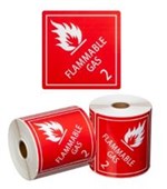 HANDLING LABEL DG LABEL FLAMMABLE GAS 21 RED  WHITE 99MM X 99MM ROLL  500