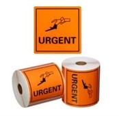 HANDLING LABEL URGENT  ORANGEBLACK 99MM X 99MM ROLL  500